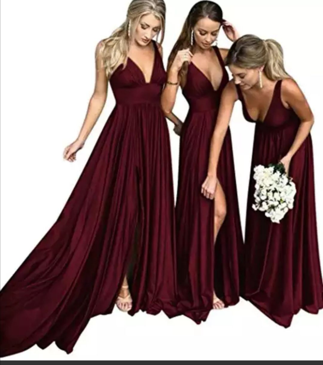 Burgundy V Neck Long Bridesmaid Dresses 2020backless Two Piece Sweep Train Wedding Guest Dresses Simple Split Prom Gowns Maid Of Honor Gowns Bridesmaid Designer Dresses Bridesmaid Dresses Designer From Wdandan123456 32 93 Dhgate Com