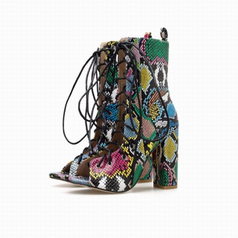 colorful snakeskin sandals