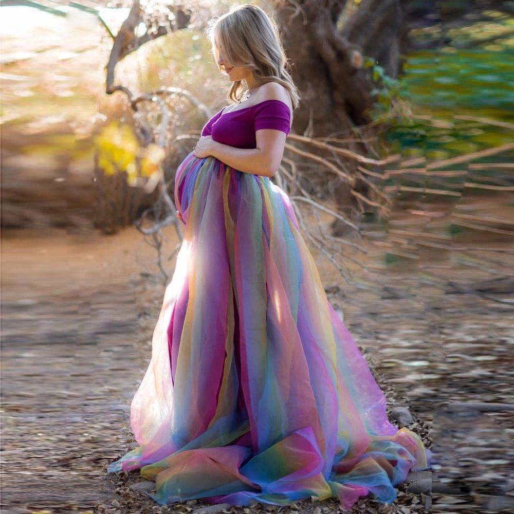 Diseño Vestidos de maternidad populares para las faldas de fondo de tul embarazada Ropa de