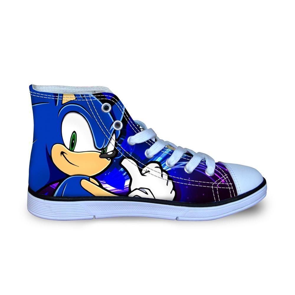 Childrens Shoes Sneakers fit Sonic The Hedgehog Casual Breath Flats Lace-up Shoe 