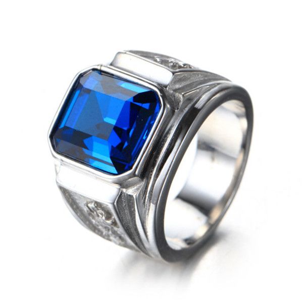 Silver with blue stone