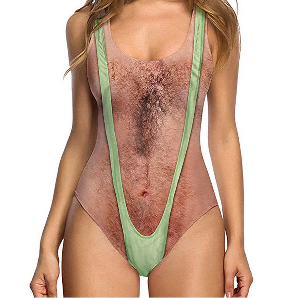 Hot Funny Borat Printed One Piece Swimsuit Women Sexy Chest Hair Swimwear Bathing Suit Beach Bather Hot Funny Borat Printed One Piece Swimsuit Women Sexy Chest Hair Swimwear Bathing Suit Beach Bather