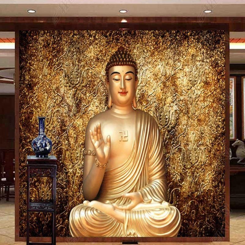 custom photo wallpaper Golden Buddha Buddhist Temple Mural Living Room Wallpaper 3D Stereo custom photo wallpaper Golden Buddha Buddhist Temple Mural Living Room Wallpaper 3D Stereo