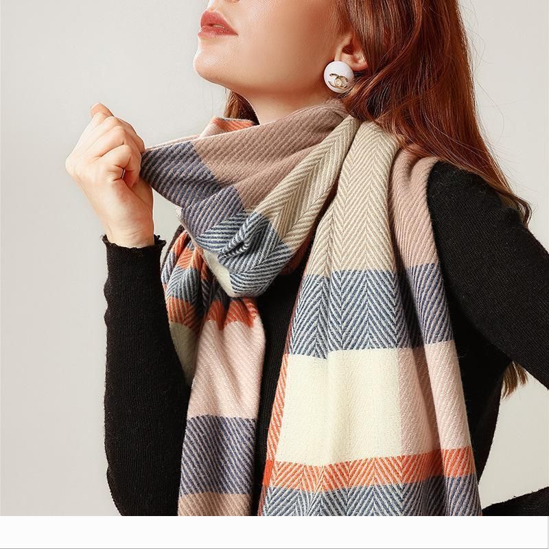Diseñador de moda de lujo-Gran bufandas largo invierno de la cachemira de
