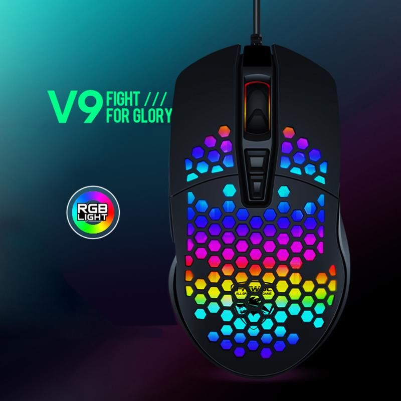 Mice V9 USB Wired Gaming Mouse 4000DPI Adjustable RGB Backlit
