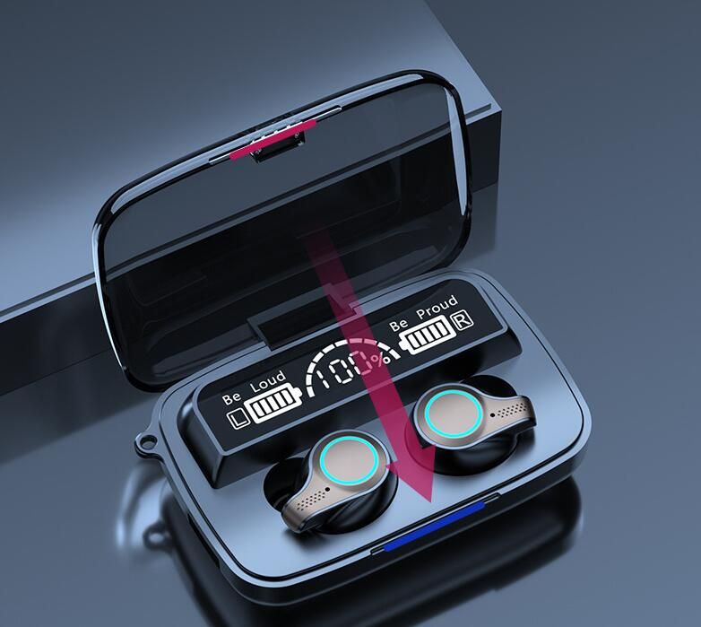 M18 Bluetooth Earphones Wireless TWS Fingerprint Touch Headset Led