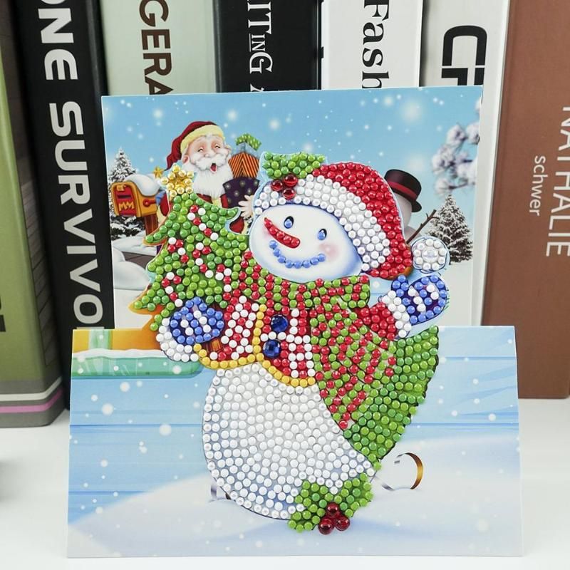 8pcs 5D À faire soi-même Diamant peinture Carte de vœux spécial en forme de Noël carte postale cadeaux UK