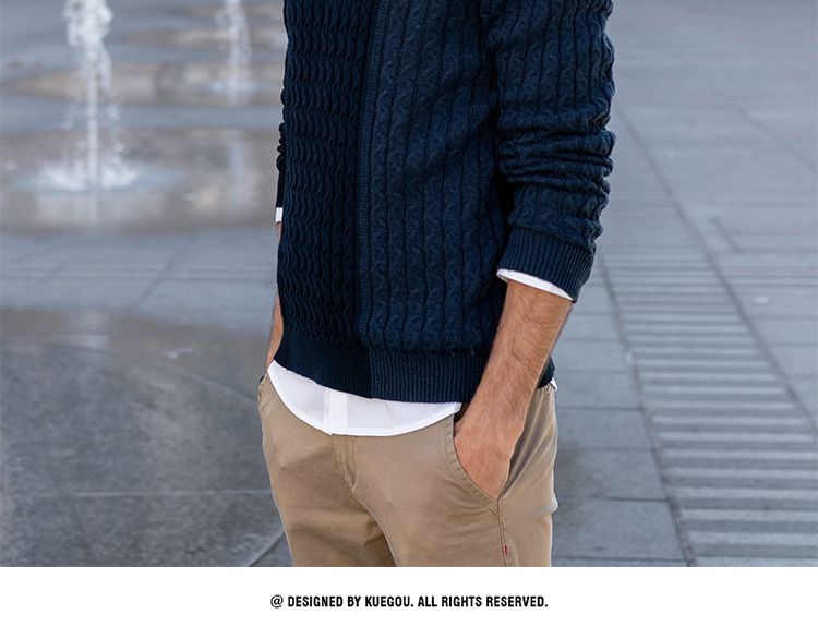 Compra Kuegou 100% Algodón Otoño Invierno Ropa Para Hombre Suéter De Color  Patchwork Hombre Jerseys Suéteres Punto Superior Más Tamaño Yyz 2204 201221  Barato | Entrega Rápida Y Calidad | Es.Dhgate