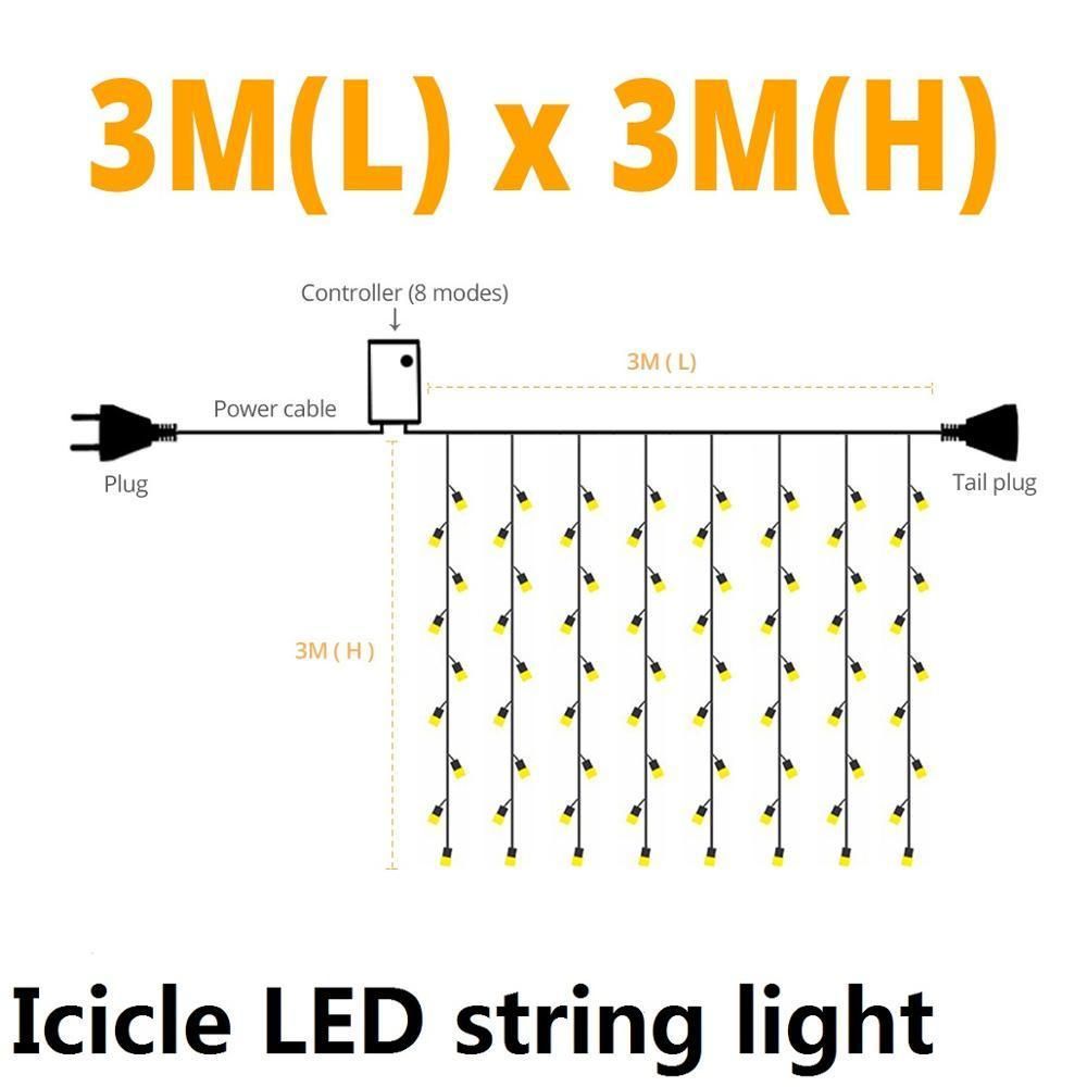 3x3m Icicle Light-bianco caldo