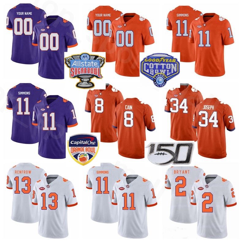 Compre Homem Mulher Criancas Universitario Ncaa Clemson Tigers 13 Hunter Renfrow Jersey 11 Isaias Simmons 8 Deon Cain 34 Kendall Joseph Sammy Watkins De Top Sport Mall 116 24 Pt Dhgate Com