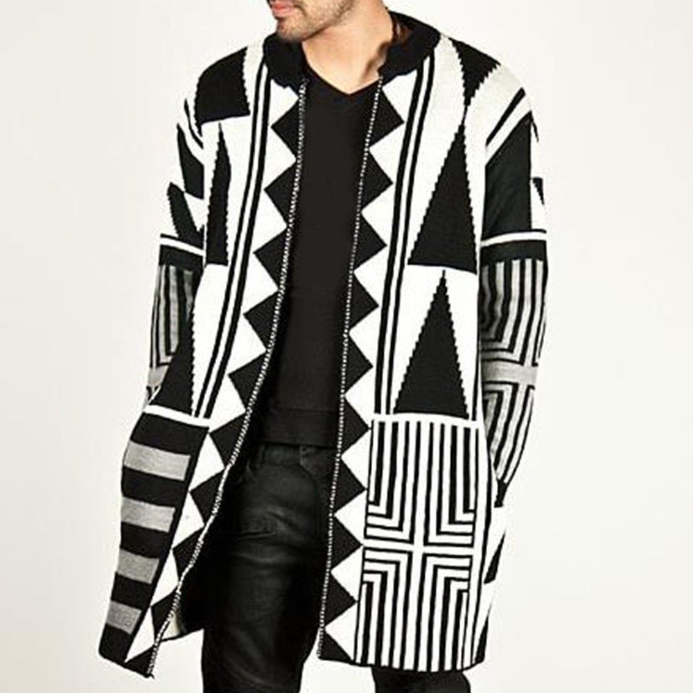 black and white sweater coat