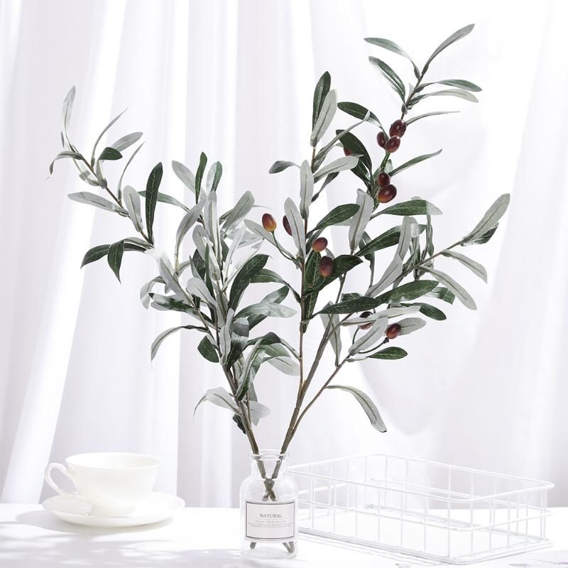 2021 70cm Artificial Olive Leaves Olive Tree Branches Green Leaf Plant