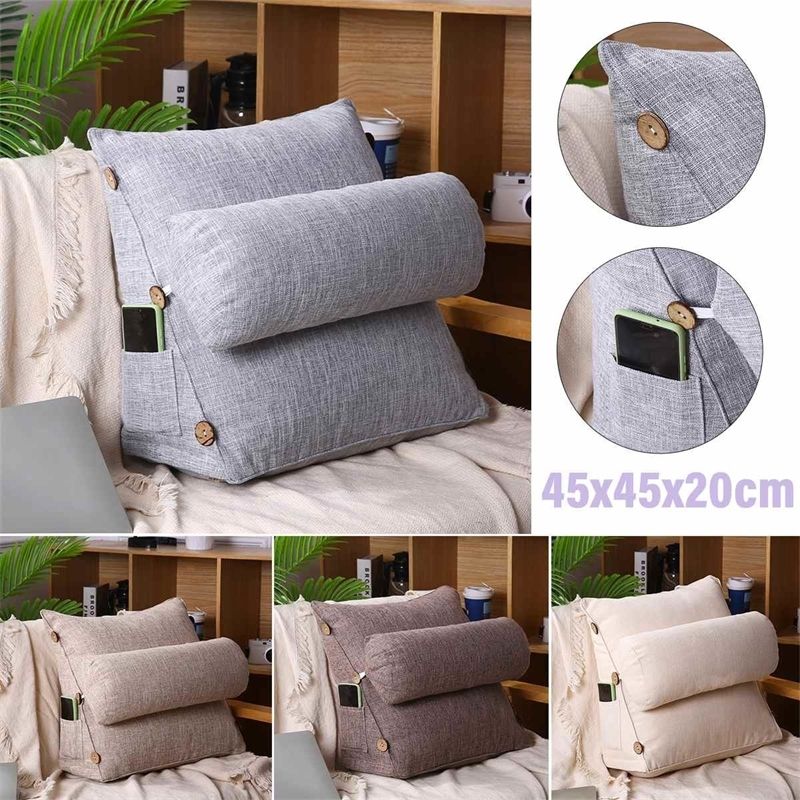 1pc Sofa Cushion Back Pillow Wedge Pillow Triangle Reading Pillow