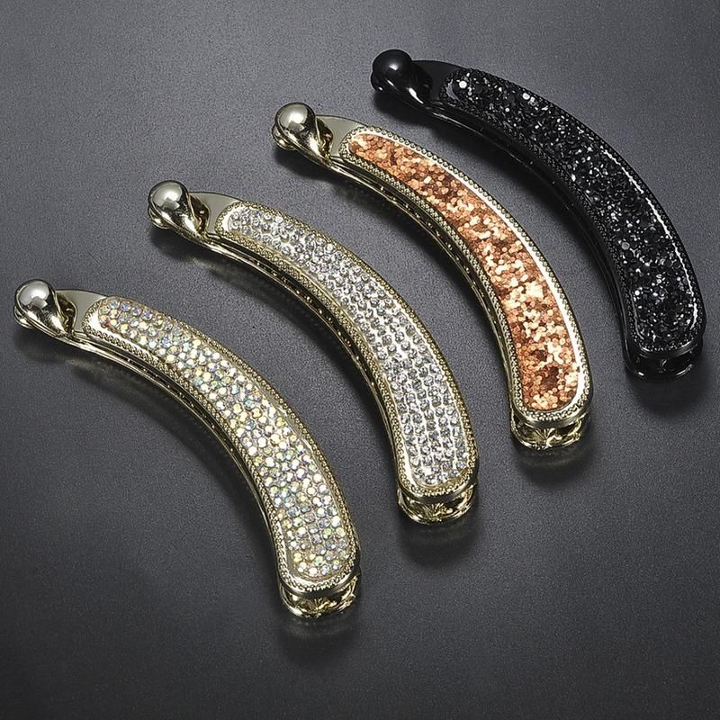 Shining Full Crystal Rhinestone Banana Hair Clip Barrette For Women Tie