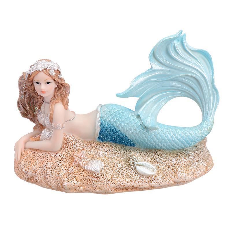 1pc Cute Resin Mermaid On Conch Shell Figurine Fish Tank Aquarium Ornaments 