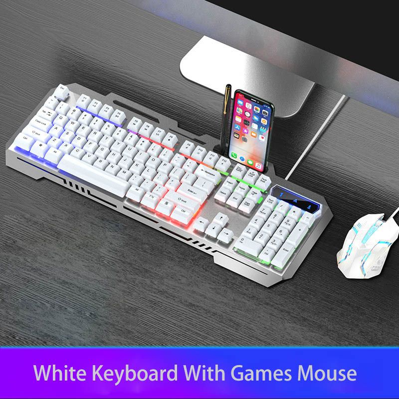 white keyboard with mouse