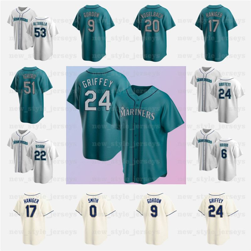 2021 24 Ken Griffey Jr Jersey Mariners 22 Robinson Cano Men 51 Ichiro
