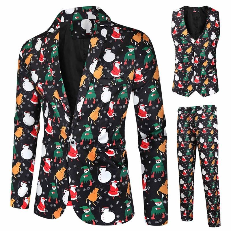 Trajes Chaqueta Navideña Para Hombre Y Pantalones De Dos Pie Trajes Chaqueta Navideña Para Hombre Y Pantalones De Dos Pie