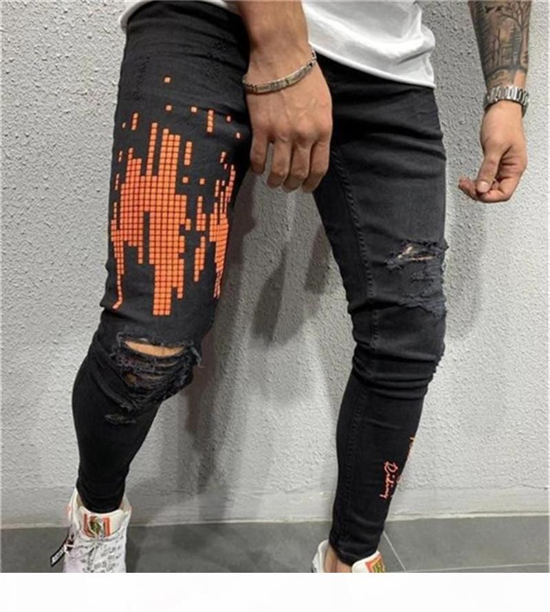 2020 Mens Designer Jeans Fashion Street Style Washed Ripped Holes ...