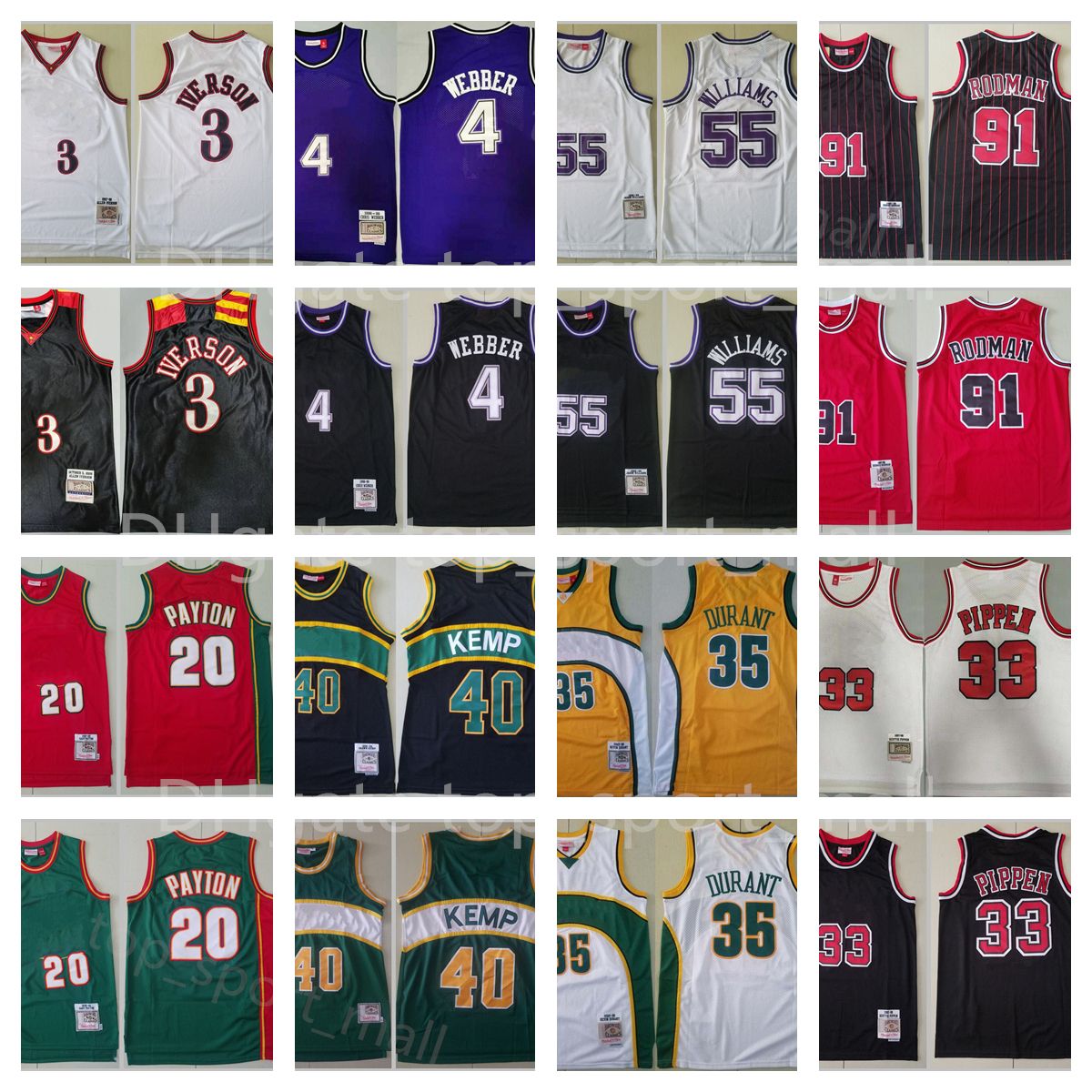 NBA_ Men Vintage Basketball Mitchell and Ness Shawn Kemp Jersey 40 Gary  Payton 20 Kevin Durant 35 Team Black Green White Red Ye''nba''jerseys 