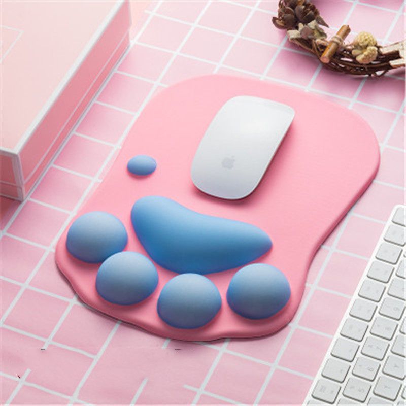 Cat Paw Soft Silicone Wrist Rests Cute Wrist Cushion Mouse Pad,Grey,7.6x10.2''