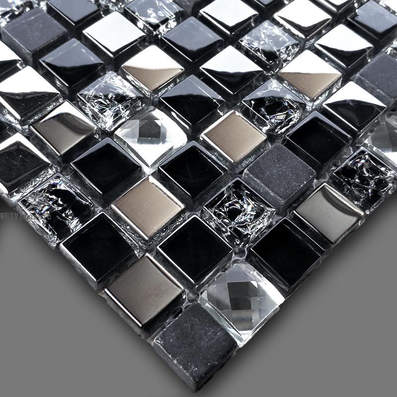 Fondos de pantalla brillante espejo cristal vidrio mezclado negro mármol piedra mosaico azulejo para cocina espalda Fondos de pantalla brillante espejo cristal vidrio mezclado negro mármol piedra mosaico azulejo para cocina espalda