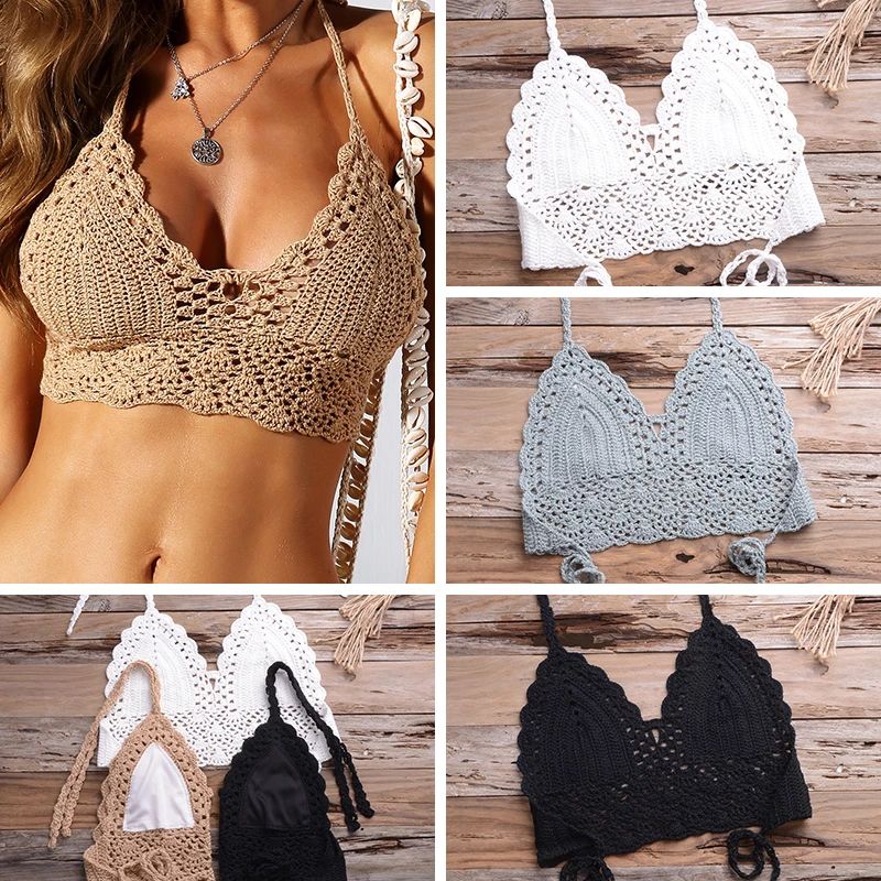 BEIGE Crochet Bikini Crop Top 100/% Cotton with additional colours in store.