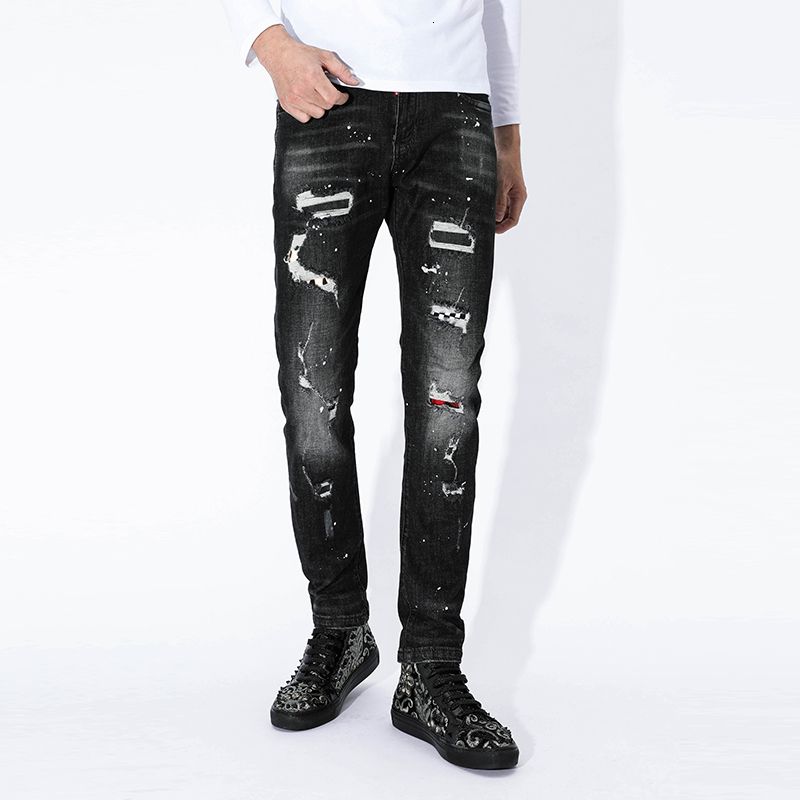 Compra 2021 Nuevos Jeans Menores Negros Para Hombres Impresos Pantalones  Delgados Pintados Hip Pantalones Invierno XAM1 Barato | Entrega Rápida Y  Calidad | Es.Dhgate