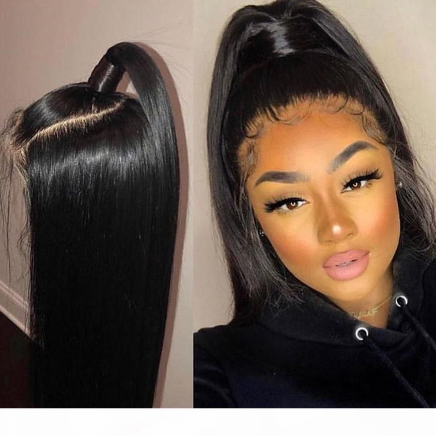 High Ponytail Brazilian 26inch Long Full Lace Human Hair Wigs Silky  Straight 13x6 Lace Front Wigs For Women 360 Lace Frontal Wig