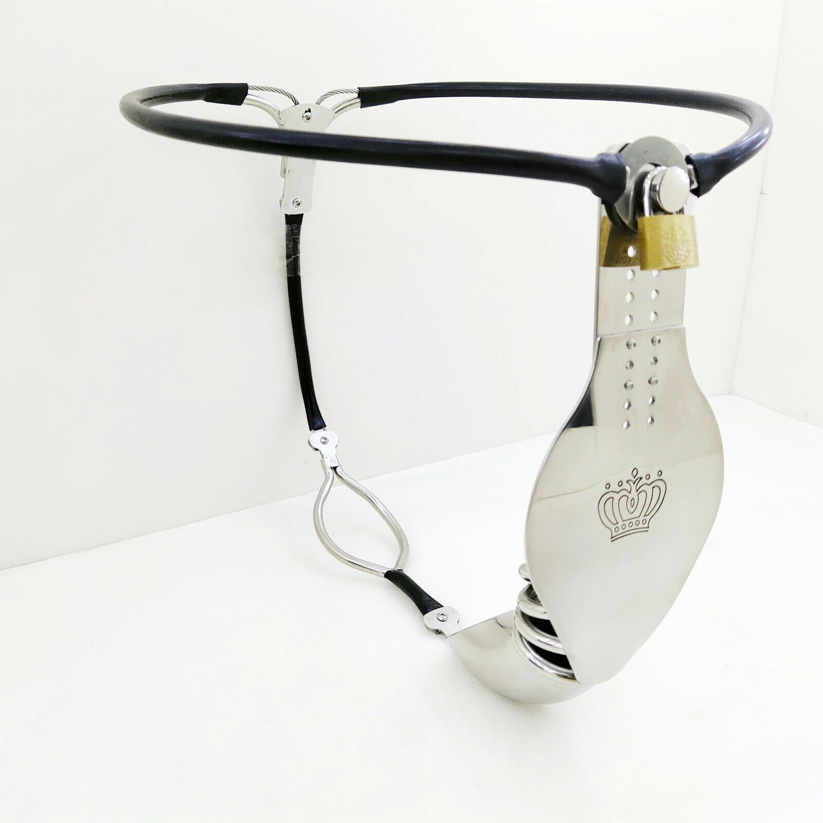 Black chastity belt with hole