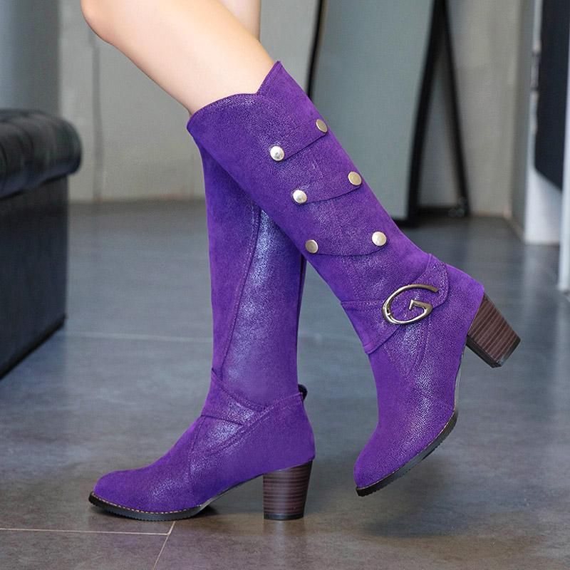 purple chunky boots