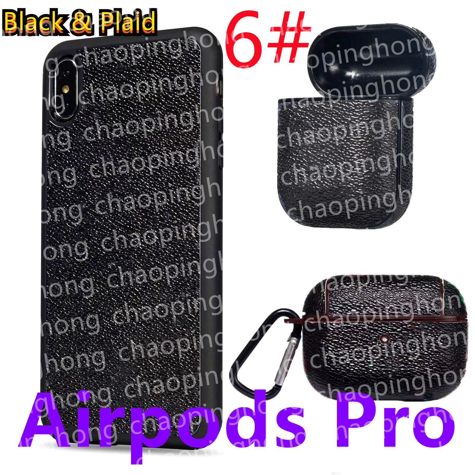 6#[L] Black Plaid Airpods Pro