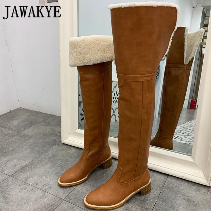 thigh high winter boots flat
