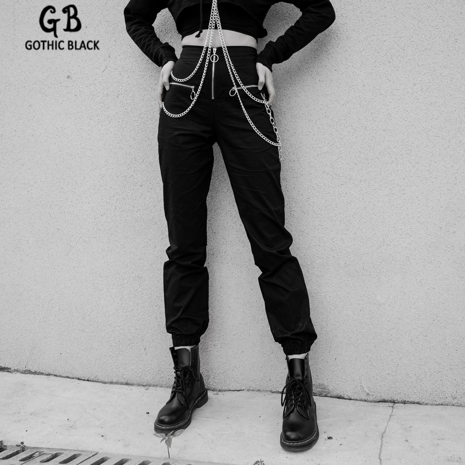Compra Cadena Negro Gótico Mujeres Adelgazan El Bolsillo Con Cremallera  Harem Invierno Punky Streetwear Femeninos Sólidos Pantalones De Color Flojo  Harem 201007 Barato | Entrega Rápida Y Calidad | Es.Dhgate