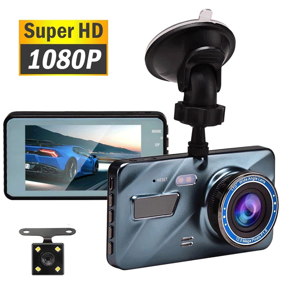 Enregistreur vidéo DVR Dash Cam 3 en 1Rear Vue Dual Caméra Full HD Caméra de voiture 3.6 "Enregistrement de cycle Night Vision G-Sensor Dashcam