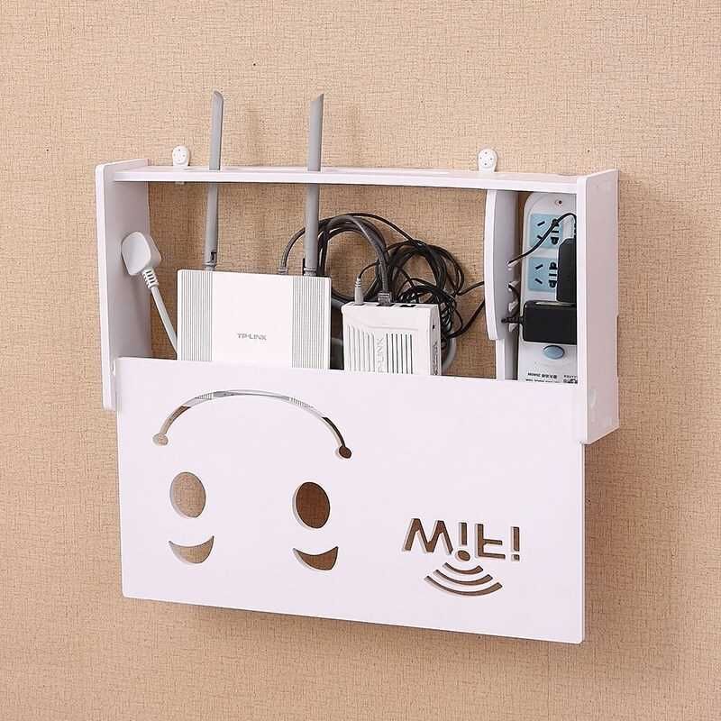 Wifi Router Storage Box Plastic Shelf Wall Hangings Bracket Cable Organizer 