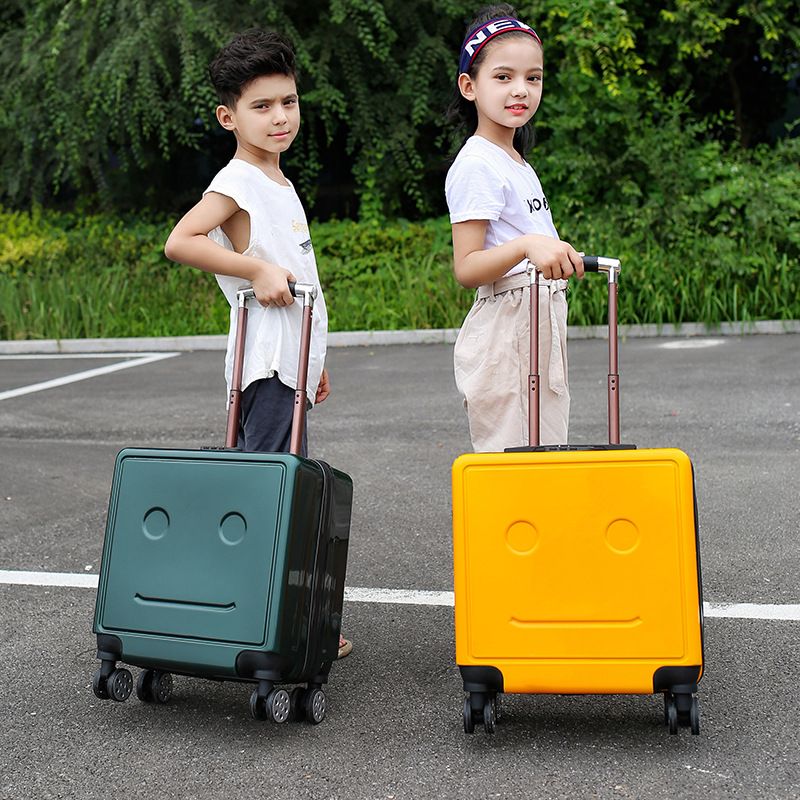 Contraseña Caja Trolleys Trolley para niños 18 "3D Cartón de cartón Persona Estudiante Niño Maleta con cerradura combinación