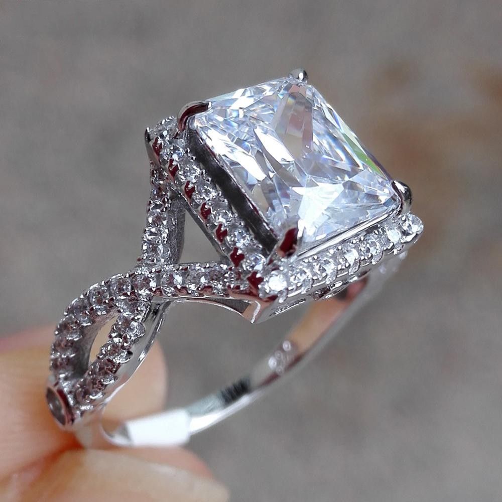 Elegante Boda De Joyas De Plata Esterlina Anillo De Bola De Elegante Boda De Joyas De Plata Esterlina Anillo De Bola De