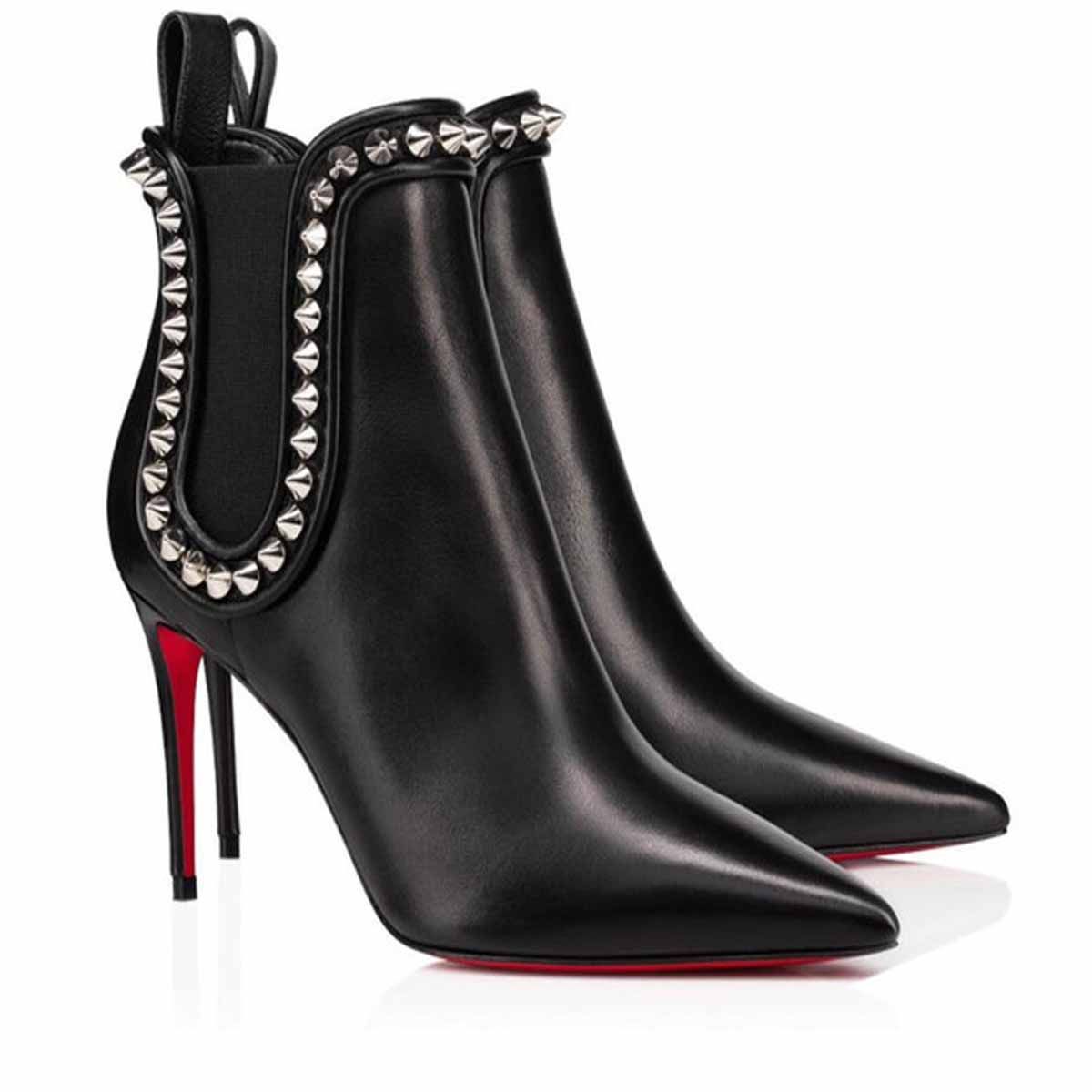 red bottom studded boots