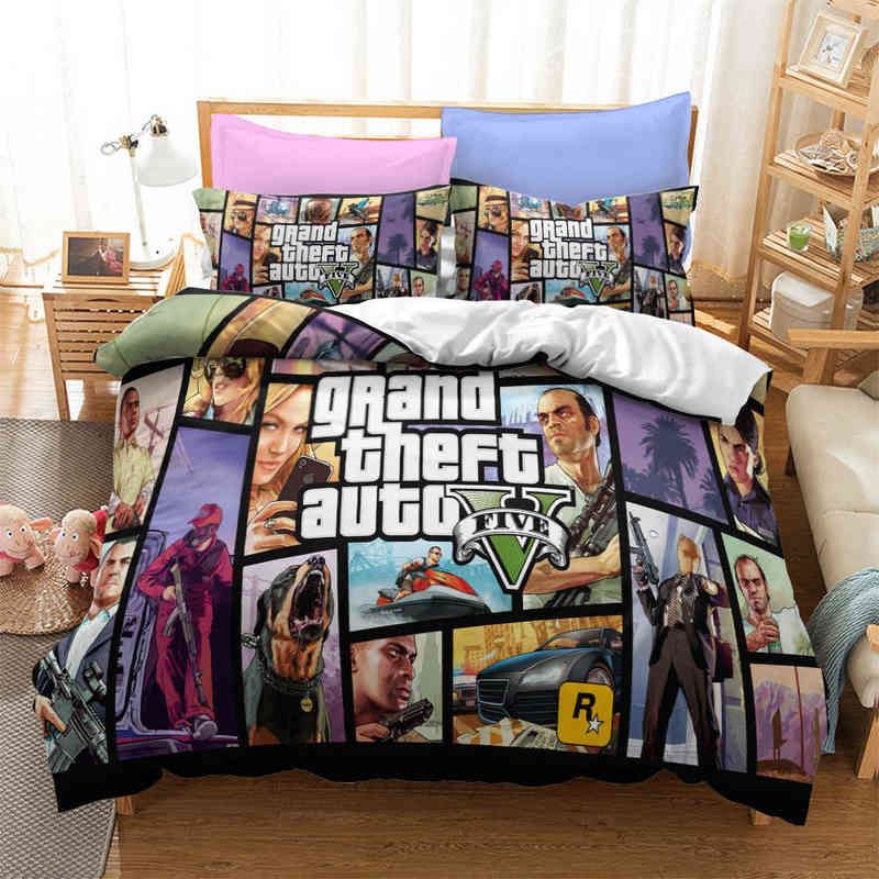 Video Game GTA V Bedding Set 3D Prints Duvet Covers Grand Theft Auto 5
