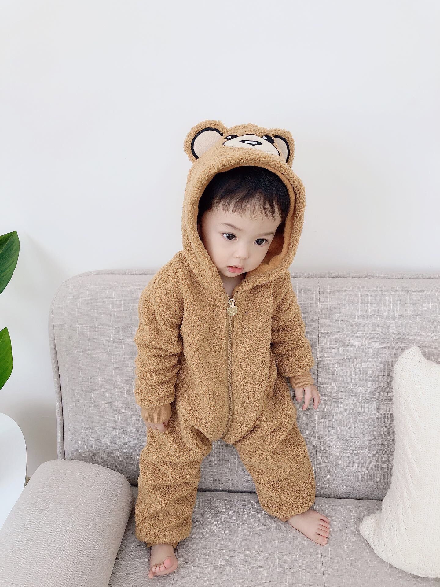 Unisex Baby Kid Winter Warm Romper Hooded Coat Jumpsuit Toddler Cute Clothes 