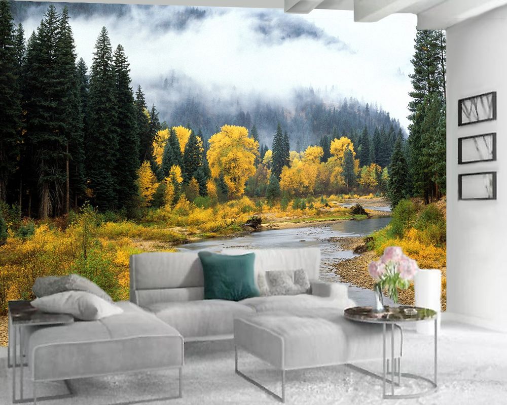 3d Mural Wallpaper 3d Wallpaper Scenery In Wall Stickers Autumn Forest