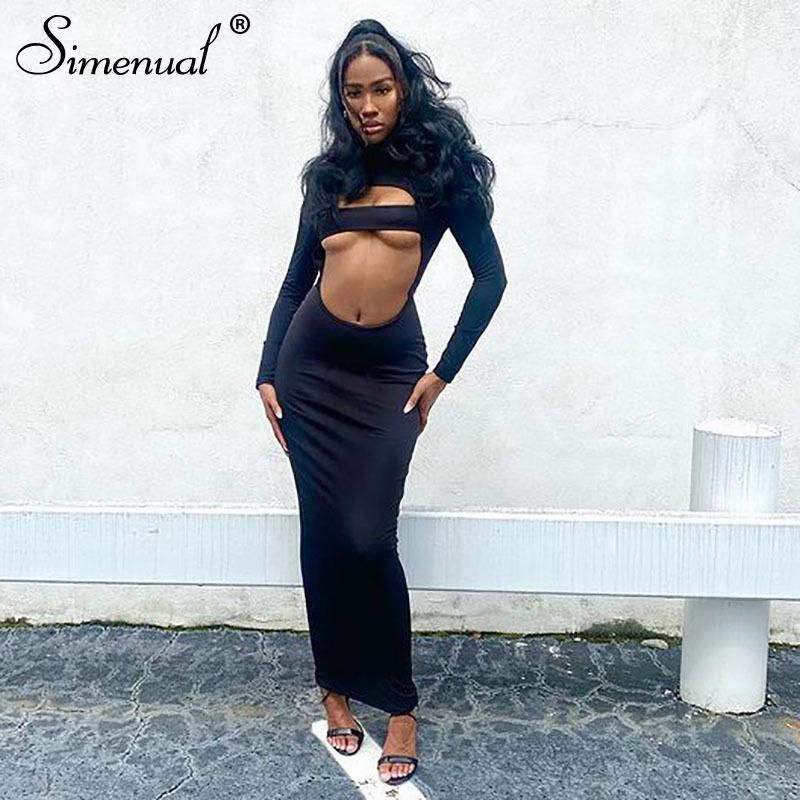 Casual Dresses Simenual Cut Out Black 