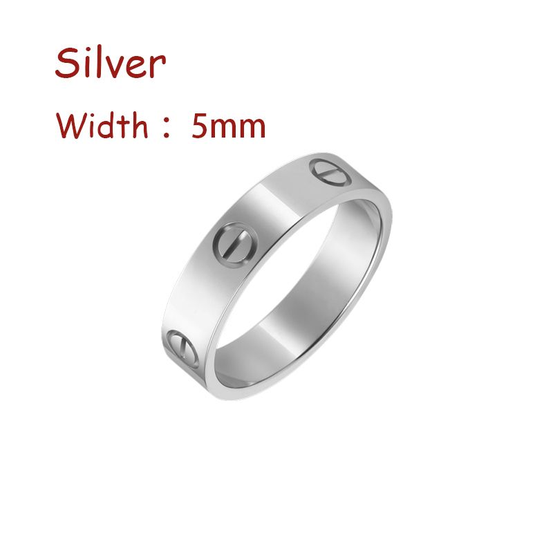 Argento (5mm) -Love anello