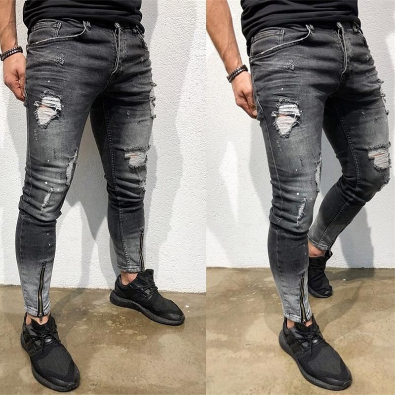 Compra Pantalones Vaqueros De Los Hombres Agujero Roto Lápiz Bordado Lápiz  Delgado Pantalones Delgado Pantalones De Mezclilla Delgados Casuales  Cowboys Clásicos Joven Hombre Jogging Barato | Entrega Rápida Y Calidad |  Es.Dhgate