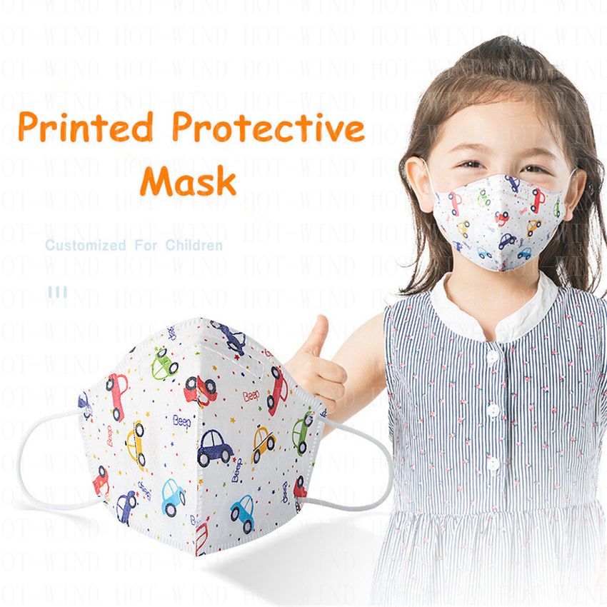 Mode Kind Kinder Einweg-Gesichtsmaske Cartoon Vlies 3lageren Druckschutz Staubdichte Schüler Kindermaske Outdoor Mascherina Masken