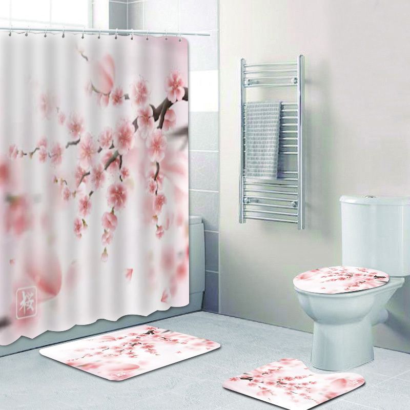 Las Vegas Raiders 4PCS Rugs Set Shower Curtain Bath Mat Toilet Seat Cover Gifts 