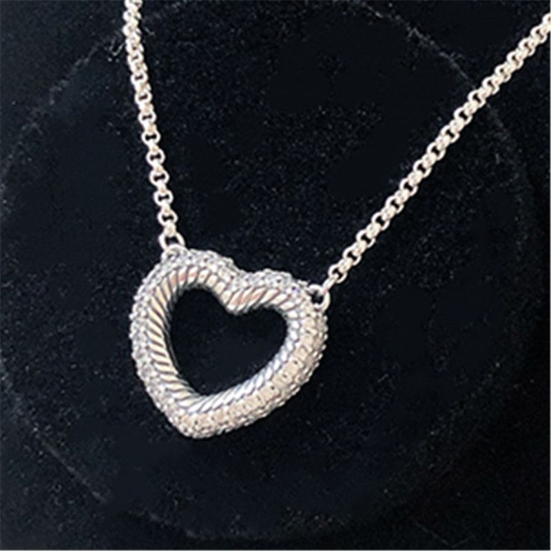 Sterling Silver CZ Heart Bead Chain Slide Pendant Pendants & Charms Jewelry 
