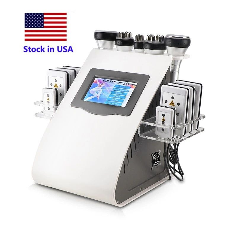 Lager i USA Ny modell 40K ultraljudsfettsugning Kavitation 8 dynor Laser Vakuum RF Hudvård Salon Spa Slimming Machine Skönhetsutrustning