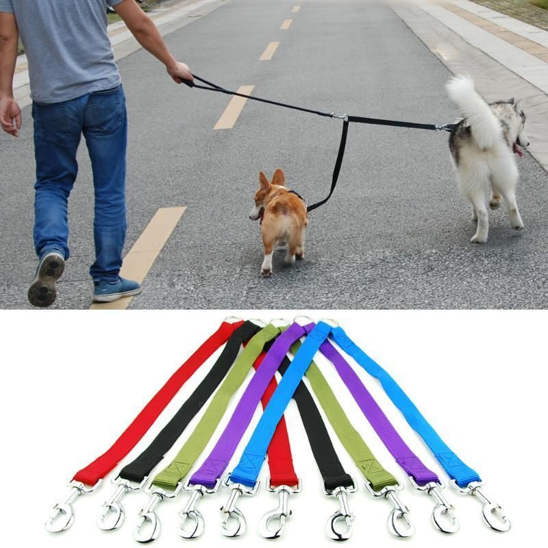 sombrero juez Bronceado Collares de perro correa doble acoplamiento de mascotas correa caminar  cable tracción cuerda para dos perros
